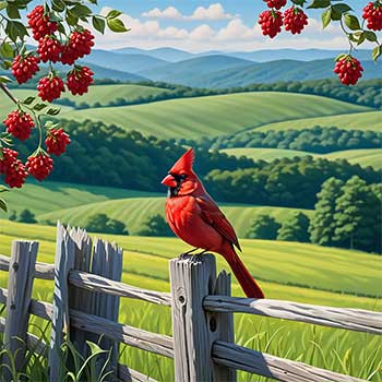 red cardinal on a fence ai