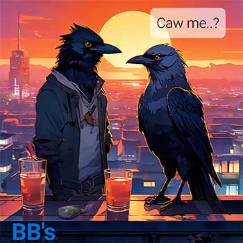 crows having drinks design