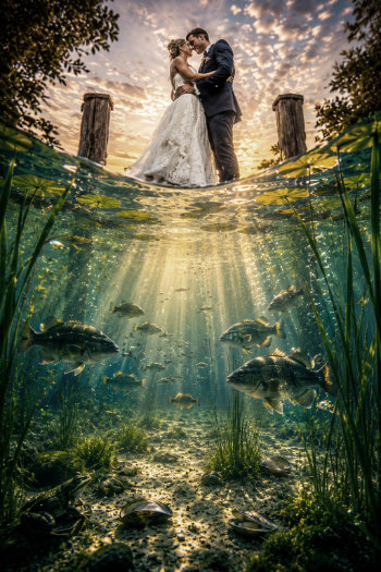 underwater wedding scene