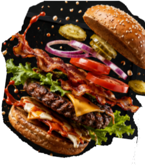 exploded view of a burger